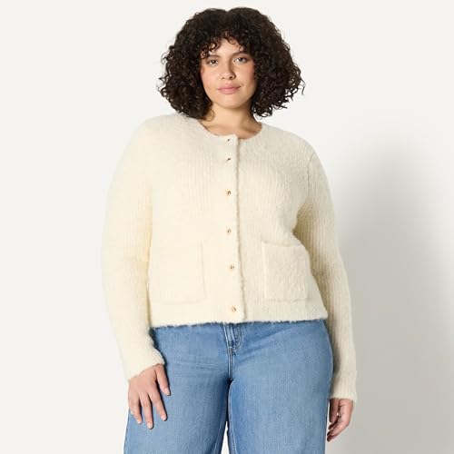 Amazon Essentials Women's Regular-Fit Trendy Wool Blend Boucle Button-Down Jacket, Cream, XX-Large - image 6