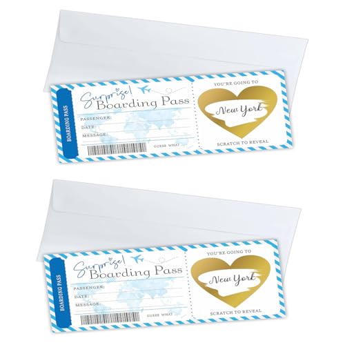 MUNZE Carte À Gratter Voyage Surprise, 2 Cartes, Billet Avion Personnalisable, Idée Cadeau Pour Anniversaire Et Evjf