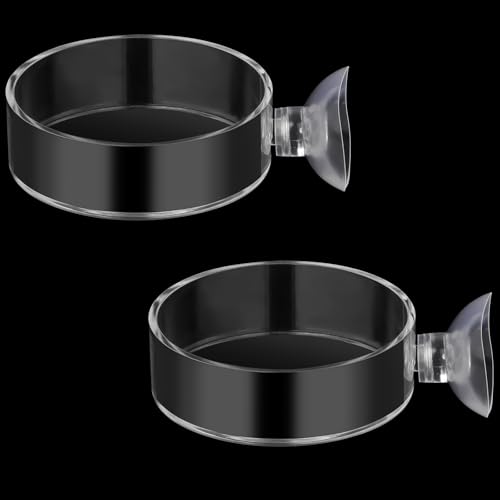 Image of 2Pcs Aquarium Shrimp Feeder Dish with Suction 75mm Round Clear Fish Tank Food Tray Container Glass Fish Tank Feeding Bowls for Aquarium Tanks Feeding Tray