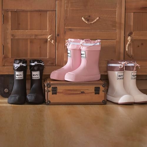 IWIHMIV Toddler Rain Boots Boys Kids Rain Boots Girls Lightweight Drawstring Boots Easy-on Outdoor Playing Rain Boot4