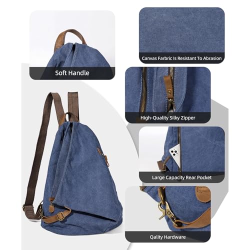 Image of KL928 Canvas Vintage Backpack - Large Casual Daypack Outdoor Travel Rucksack Hiking Backpacks for Men Women