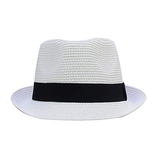 Kids Boys Girls Summer Panama Straw Fedora Hat Short Brim Beach Sun Cap3