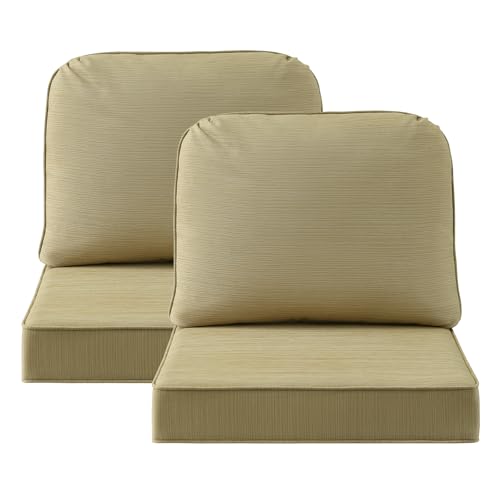 Outdoor Cushions for Patio Furniture Set of 2, 24"x24" Water Repellent Chair Cushions Removable Seat Bottom & Back Cushion Covers for Chair, Sofa, Couch, Warm Taupe
