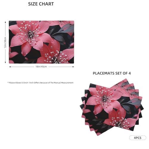 Set de table résistant à la chaleur en lin synthétique imitation textile motif fleurs - 3