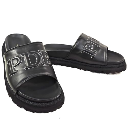 Principe Di Bologna Men's Black Leather Slide Sandals, Chunky Platform Sole, Size 43 EU4