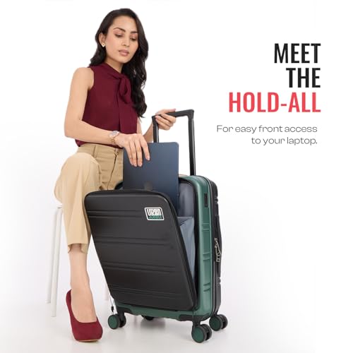 Image of Urban Jungle by Safari Hold-All Premium Small (55cm) Trolley Bag with Laptop Compartment, Polycarbonate Cabin Suitcase with 8 Silent Wheels & TSA Lock,Hardside Travelling Luggage for Men&Women (Green)
