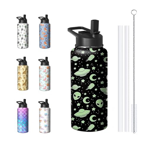 El Mejor Listado de Marcianos Tumblr de esta semana. 45 Botella de agua alienígena de 18 onzas con asa y pajita, taza de café aislada de acero inoxidable para deportes, taza de café, cumpleaños, día de la madre, regalos para...