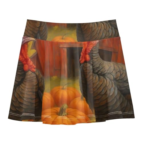 Turkeys Pumpkins Rustic Athletic Shorts for Girls Skorts Tennis Skirts Toddler Floral Flowy Skirt 3t