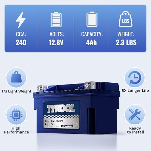 Image of TYKOOL YTX7A-BS -Pro 12.8V 4Ah 240CCA High Performance Lithium Powersports Battery with Smart BMS, Compatible Motorcycle, Scooter,ATV, UTV, Snowmobiles,4 Wheeler, Lawn Mower, and Generator Battery