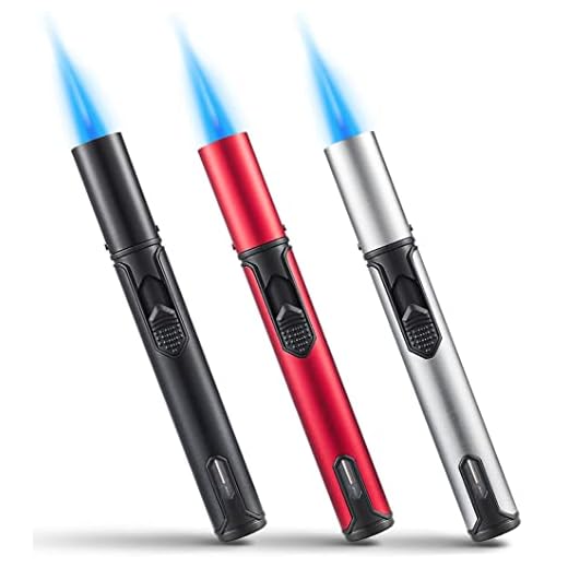 Urgrette 3 Pack Butane Torch Lighters, 6-inch Refillable Pen Lighter Adjustable Jet Flame Butane Lighter for Grill BBQ Camping (Gas Not Included)