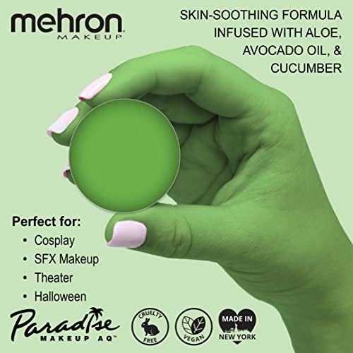 Image of Mehron Makeup Paradise Makeup AQ Refill Size | Stage & Screen Performance, Face & Body Painting, Beauty, Cosplay, and Halloween | Water Activated Face Paint, Body Paint .25 oz (7 ml) (Light Green)