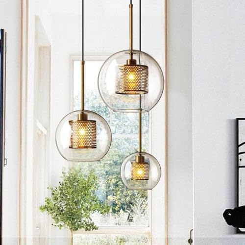 Lustre rétro en fer avec globe en verre de haute qualité - 4