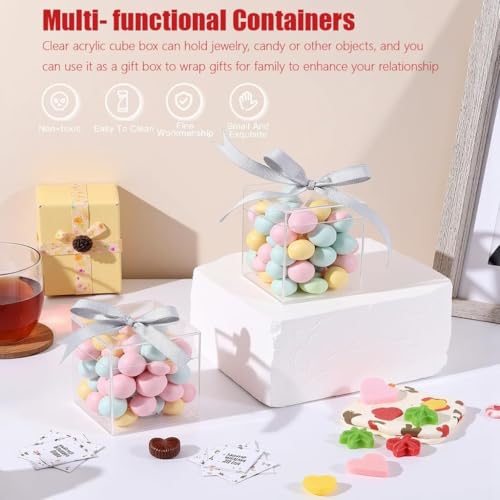 Clear Acrylic Boxes 2x2x2 Inch,Small acrylic gift box with Lid, Clear Square Cube Acrylic Candy Storage for Candy,Gift,Stackable Cube Container, Transparent Box Favor Boxes for Display