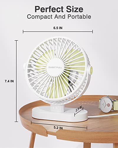 SWEETFULL Ventilador de mesa USB pequeno, ventilador de mesa pessoal portátil de 3 velocidades, mini