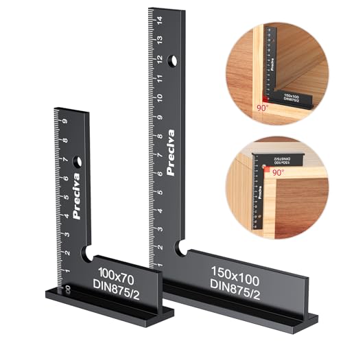 Preciva Precision Right Angle Positioning Blocks,2pcs Aluminum Set Squares,150x100mm &100x70mm Layout Tools for Machine Setup Laboratory
