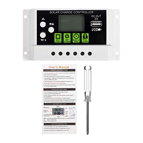 Joy MacPherso 12V/24V 10A PWM Solar Panel Charge Controller Li-ion ...