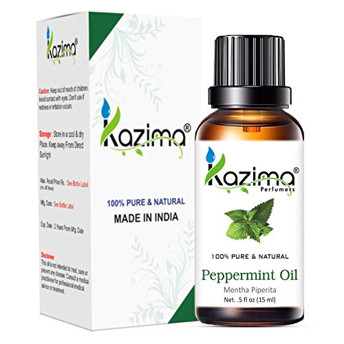 KAZIMA Natural Peppermint Oil and Tea Tree Oil with Dropper Combo for Hair Growth, Skin Care (Each 15 ml)