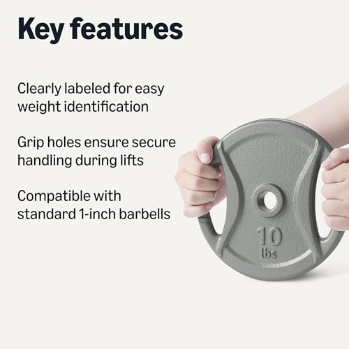 Amazon Basics 1-Inch Cast Iron Grip Weight Plates - Image 3