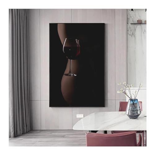 Peinture rouge vin verre affiche et impression décoration murale salon 30x50