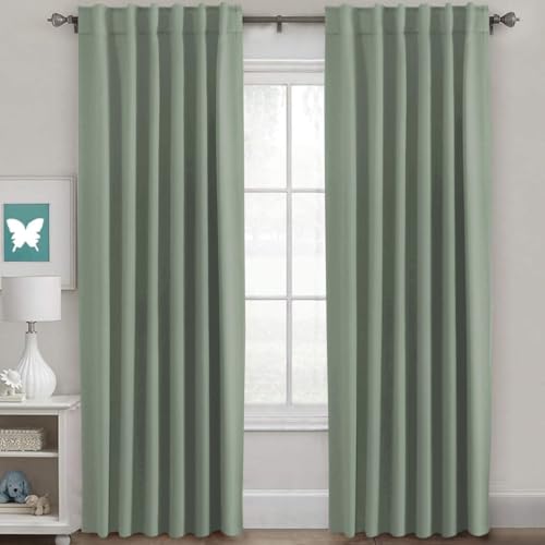 Image of H.VERSAILTEX Blackout Curtains Thermal Insulated Window Treatment Panels Room Darkening Blackout Drapes for Living Room Back Tab /Rod Pocket Bedroom Draperies (2 Panels, Cyan, 52 x 84 Inch)