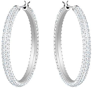Swarovski Crystal Stone Rhodium-Plated Hoop Earrings - Image 3