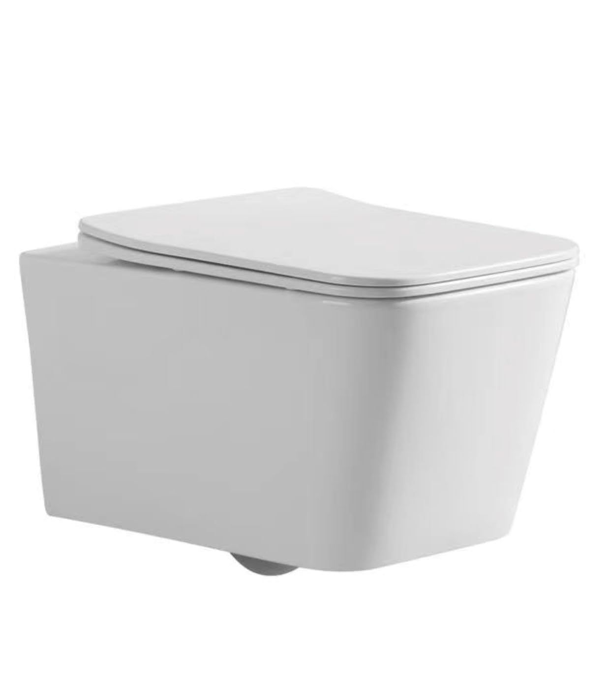 Inodoro SUSPENDIDO, Wc Inodoro Balnco, Retrete para Hogar, Sistema RIMLESS ANTIBACTERIA, Tapa Dura Extrafina AMORTIGUADA, Salida Dual