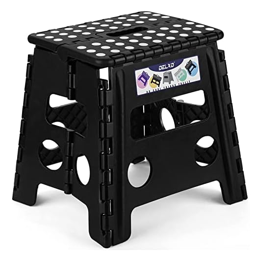 Delxo Folding Step Stool 13 Inch,300 Lbs Step Stool for Adults Black