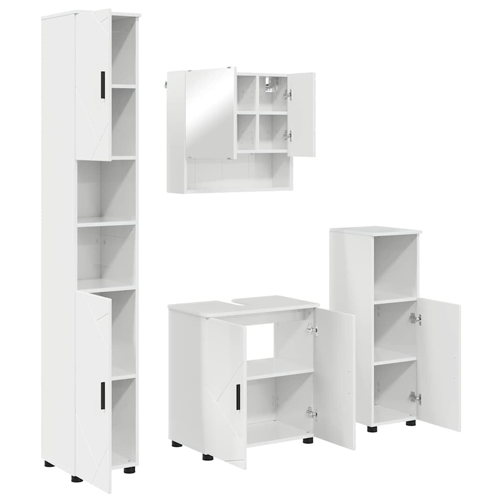 Mobiliario de baño blanco brillante de montaje en pared para un hogar organizado