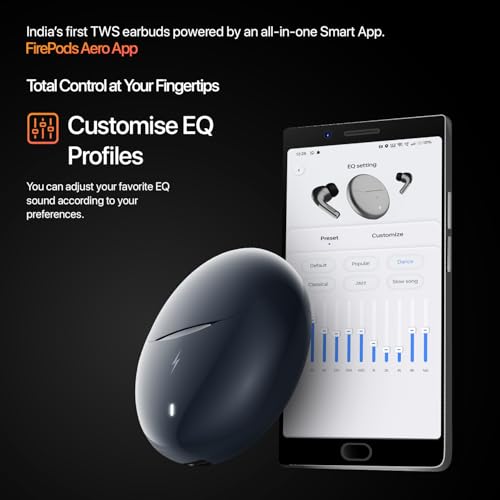Image of Fire-Boltt Aero TWS Earbuds Custom EQ, Wireless Bluetooth 5.4, Music & App Support, 50H Playtime, Fast Charging Case, 50ms Low Latency for Gaming, Touch Controls, IPX4 Waterproof, Clear Calls - Blue
