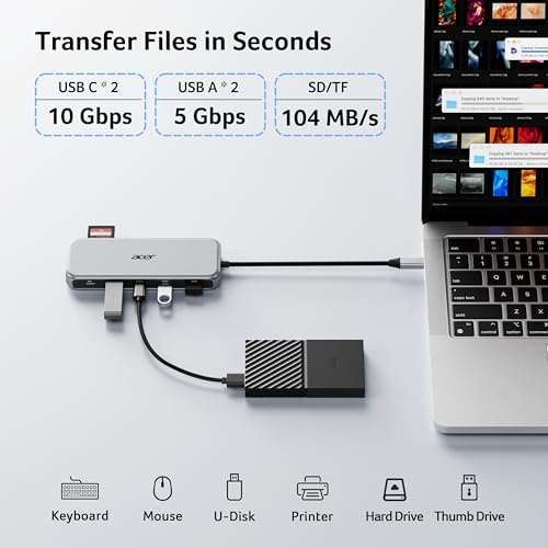 image for Acer Laptop Docking Station 3 Monitors, 11-in-1 USB C Docking Station 