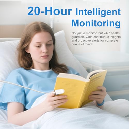 Image of Pulse Oximeter, Continuous Pulse Oximeters Medical Grade Accuracy SpO2 Overnight Pulse Rate Monitoring 20 Hours Pulse Oximeter Handheld Blood Oxygen Saturation Monitor with 500 Data Storage