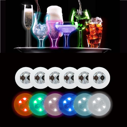 Tumahe LED Light Up Coasters,12 pcs Light Up Coasters, LED Bottle Light,6 Colors Led Bar Coaster for Bars and Parties(Wedding) in Multiple Colors and Sizes (60mm)