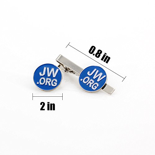 Image of Perfect JW.Org Gift-Jw.org Necktie Clip and Lapel Pin Set With JW.ORG Logo Gift Box-Round-Silver+Blue