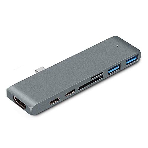 Typ-C-7-in-1-Naben-Adapter mit 4K HDMI und SD/Micro Card Reader, USB 3.0 Aluminium Typ-C-Hub Kompatible 2016/2017/2018 MacBook Pro,B