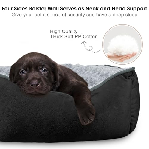 JOEJOY Rectangle Dog Bed for Large Medium Small Dogs - Washable Orthopedic Sofa Bed, Soft Breathable Puppy & Pet Cuddler, Durable Calming Dog Bed with Anti-Slip Bottom, Multiple Sizes, Black by JOEJOY - Image 2