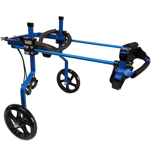 KAJILE Verstellbarer 2-Rad-Hunderollstuhl, M-3 Größe für behinderte Hund Hinterbeine Rehabilitation, geeignete Höhe 30-41cm, Breite 13-18.5cm, Länge 20-28cm