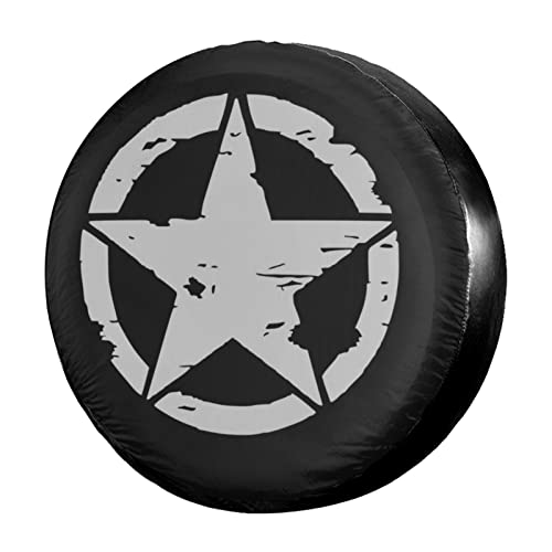 Dujiea Military Tactical Star Spare Tire Cover, Universal Wheel Tire Cover Dust-Proof Tire Protectors for Trailer Rv Van SUV Truck Camper and Many Vehicle 14 15 16 17 Inch