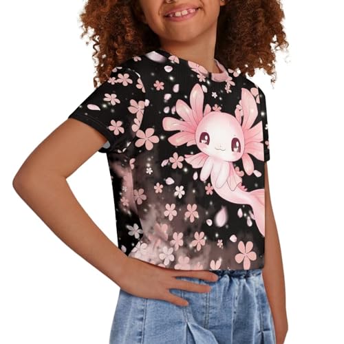 Image of Kids T Shirt Short Sleeve Crop Tops for Girls Summer Clothes Pullover Tees Shirt 5-14
