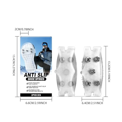 Antirutsch Spikes, 2026 Neu Anti Rutsch Schuhspikes, 1 Paar Ice Schuhkrallen mit 5 Zähne Universal Non-Slip Gripper Spikes Antirutsch Spike zum Überziehen Ice Grips für Schuhe Stiefel, Spazierengehen