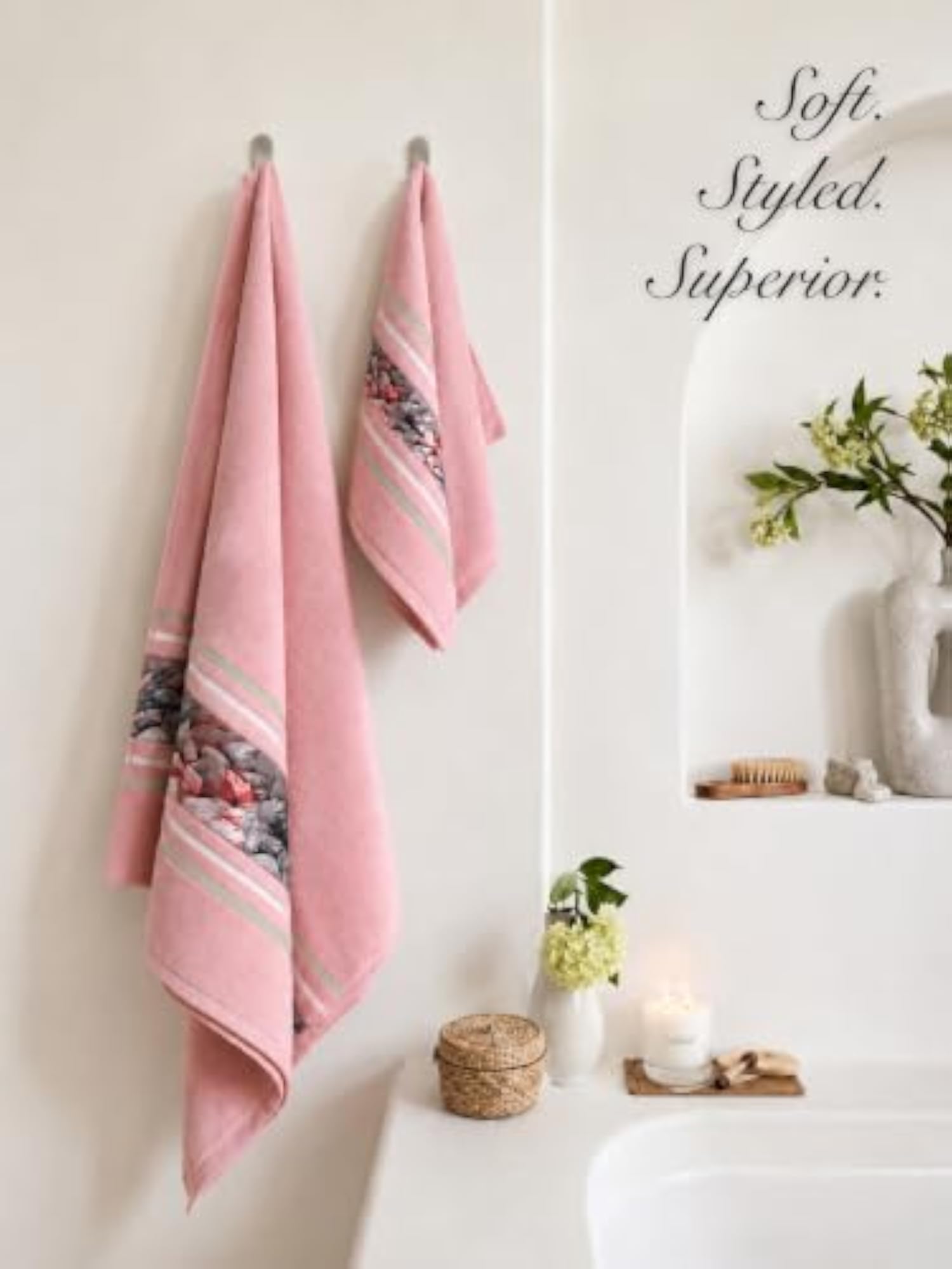 100% Cotton Bath Towel Pack of 2, Soft & Absorbent