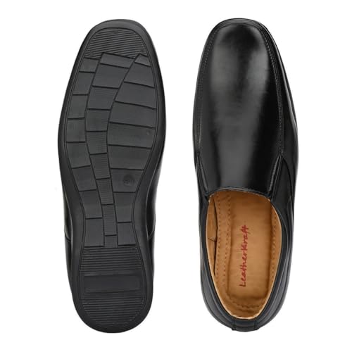 Image of Leatherkraft Stacked Heel Formal Slip-On Shoes