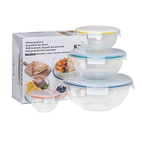 Set de 8 tazones de vidrio para ensalada y mezcla con tapas miniatura 1