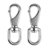 KINLINK 304 Stainless Steel Swivel Snap Hooks, 2 Pack 3.5 Inch Flag Pole Clips, Heavy Duty Spring Snap Hooks for Flagpole Rope, Dog Leash, Keychain, Boat Anchor Rope, Bird Feeder