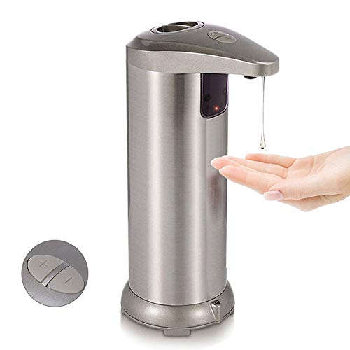 MISCORP automático dispensador de jabón 280 ml acero inoxidable Encimera Touchless Sensor jabón mano libre Sensor de movimiento con impermeable base para cocina cuarto de baño