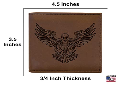 Rogue River Tactical Flying Eagle Men's Leather Bifold Wallet RFID Gift For Him Dad Father Billfold Father's Day Gift4