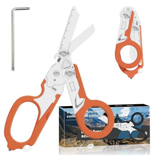 Image of 6-in-1 Heavy-Duty Emergency|trauma shears|Folding Emergency Shears| | Multifunctional Life-Saving Tool|Suitable for Emergency Rescue|Outdoor Exploration|DIY Construction and Maintenance|