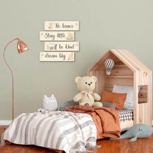 BirtDerr 4Pcs Winie the Pooh Decorations-Winnie the Pooh Baby Stuff-Winnie Bedroom Wall Decor-Adorable Winnie the Pooh Sign for Baby Room-Winnie the Pooh Nursery Decor-Baby Shower Decorations(Classic)