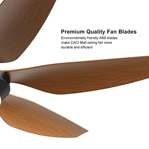 Caci Mall 54" Ceiling Fan With Light And Remote, Modern Ceiling Fan With 6 Blades, Reversible, Quiet Dc Motor Ceiling Fan For Living Room, Kicten, Porch, Patio, Coffee Wood Grain+Black, 3 Downrods #TOP4