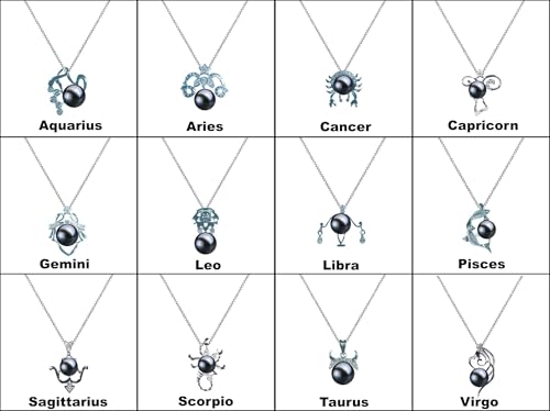 Japanese Akoya Cultured Pearl Pendant Necklace AAAA Graded 7mm Black Cultured Pearl Zodiac Necklace Pendant Sterling Silver Setting and Matching 16 or 18 Inch Chain - Orien Jewelry3