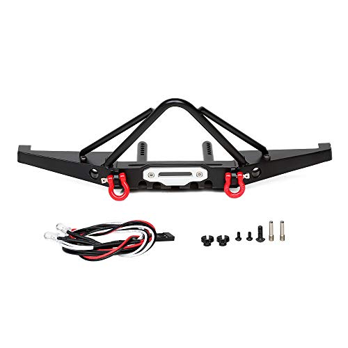 INJORA RC Front Bumper Metal Front Bumper Set RC Accessory for 1:10 RC Crawler Axial SCX10 and SCX10 II 90046 90047 (Black)